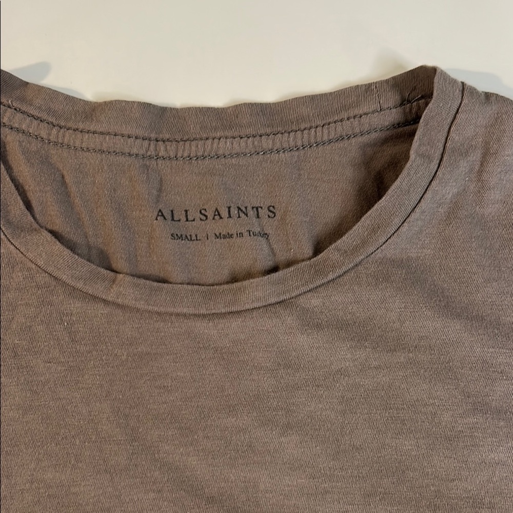 All Saints Brown tonic Crew Slim Ramskull T-shirt